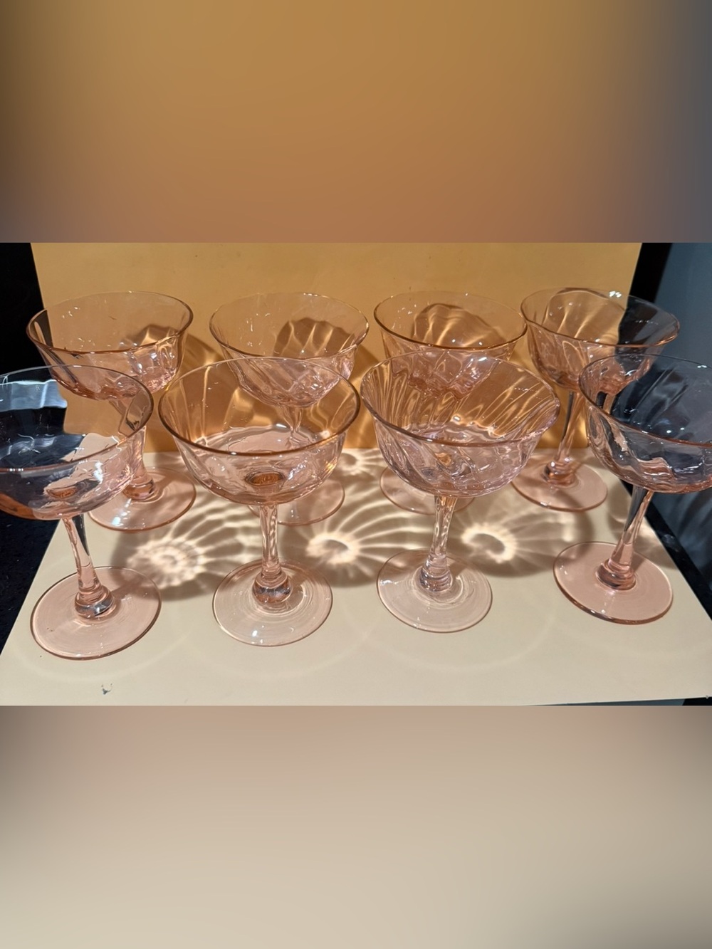 Vintage Pink Depression Champagne Glass - Set of 8